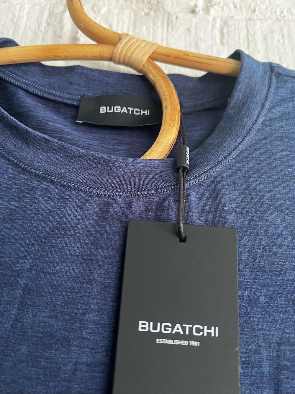 NWT Bugatchi Heathered Navy Crewneck T-Shirt Sz L MSRP $106